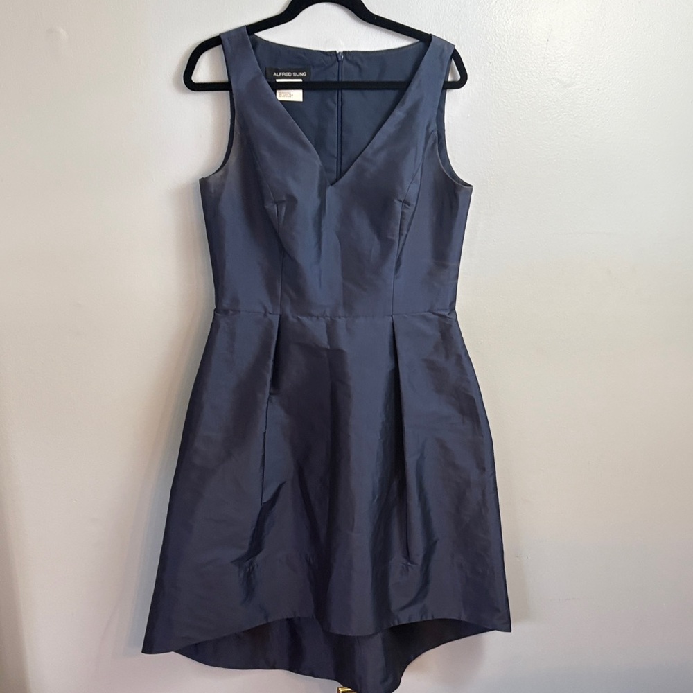 ALFRED SUNG Midnight Blue High-Low Dress